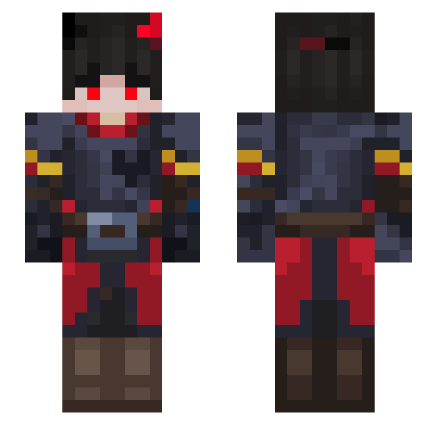 xCyberw0lf Minecraft skin, front and back view