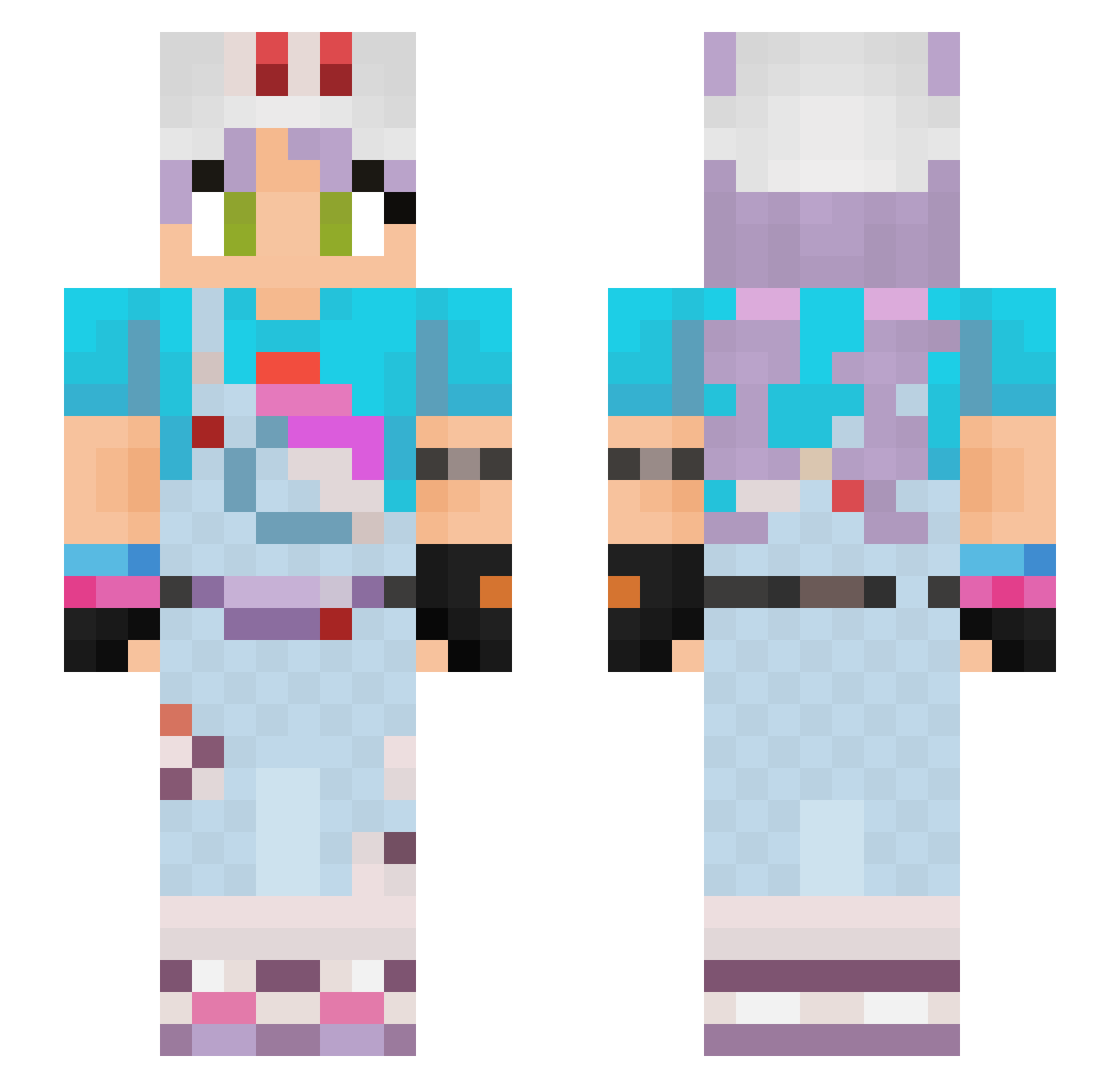 MommaShroom Minecraft skin, front and back view