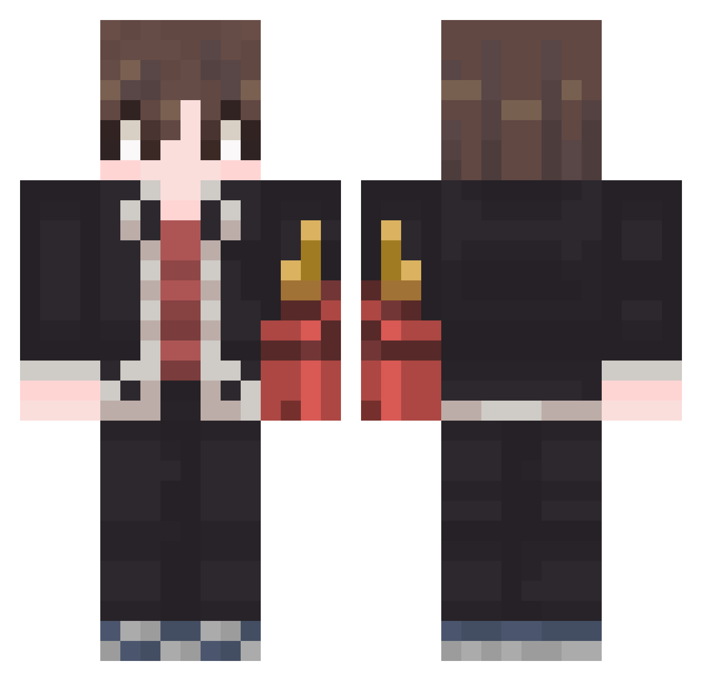 uhGolden Minecraft skin, front and back view