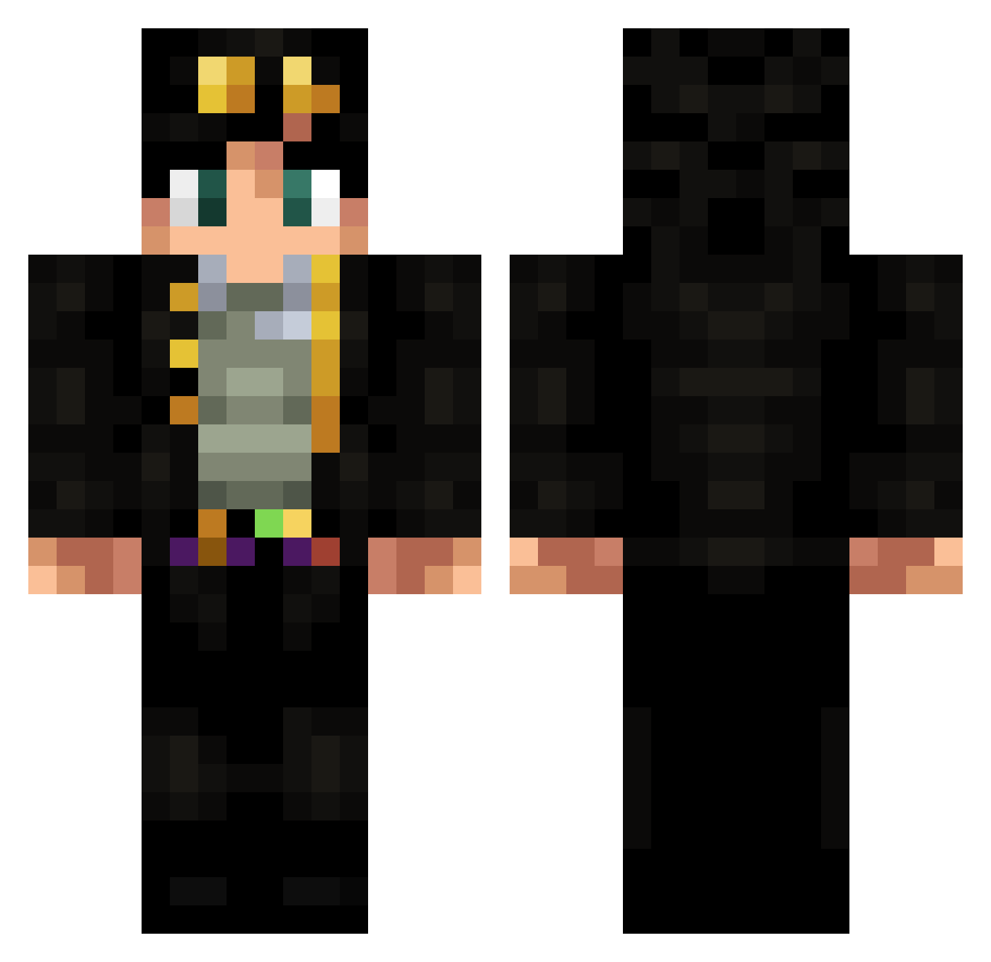 Turbokaivuri Minecraft skin, front and back view