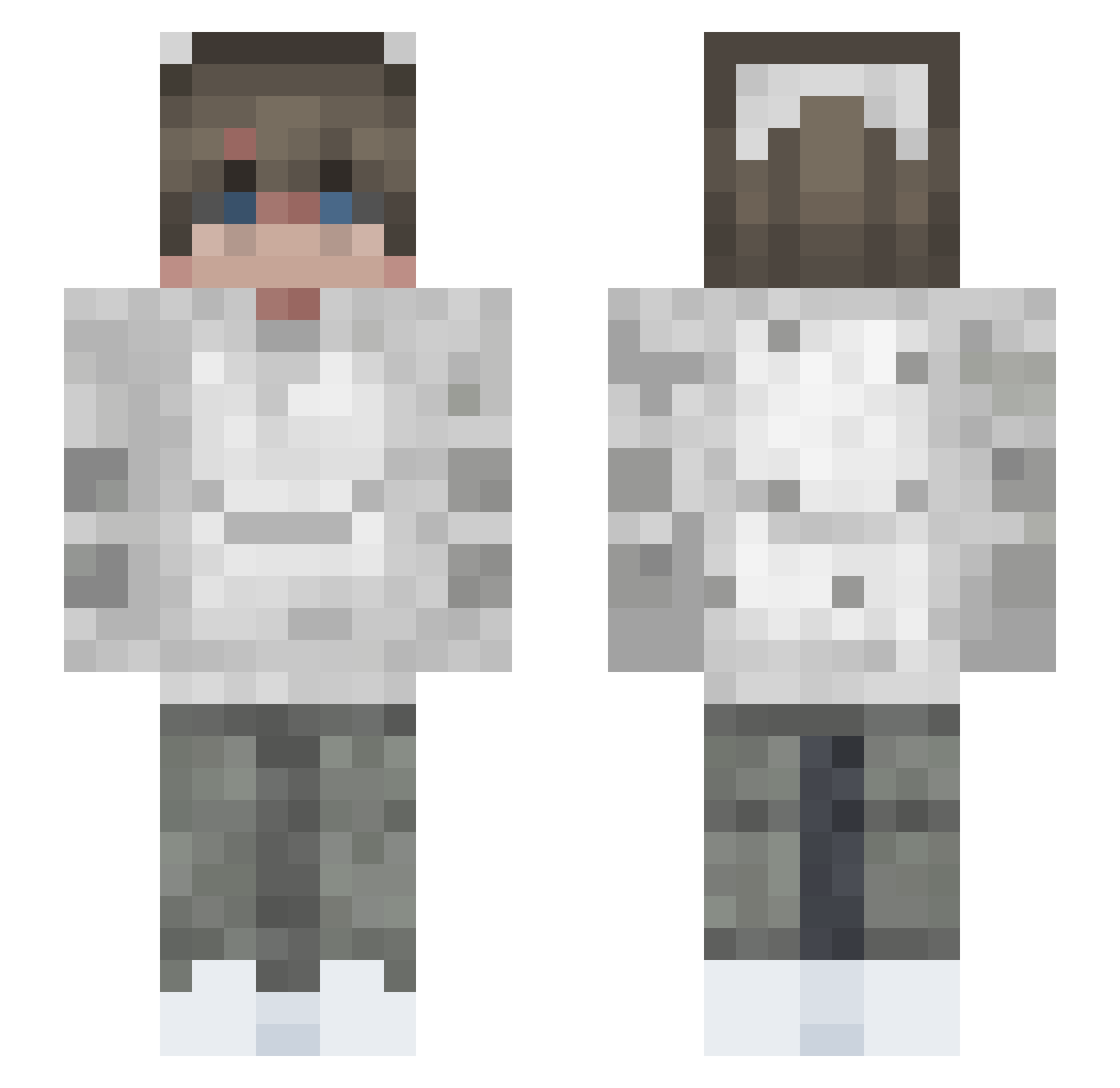 WiseLeix Minecraft skin, front and back view