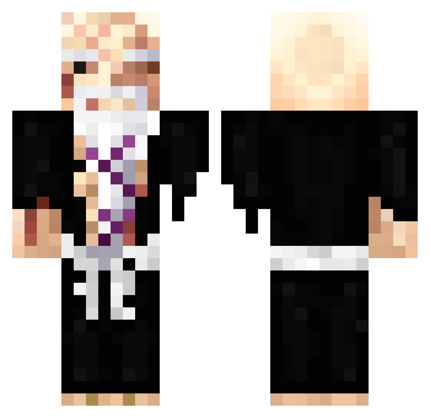 Entity99 Minecraft skin, front and back view