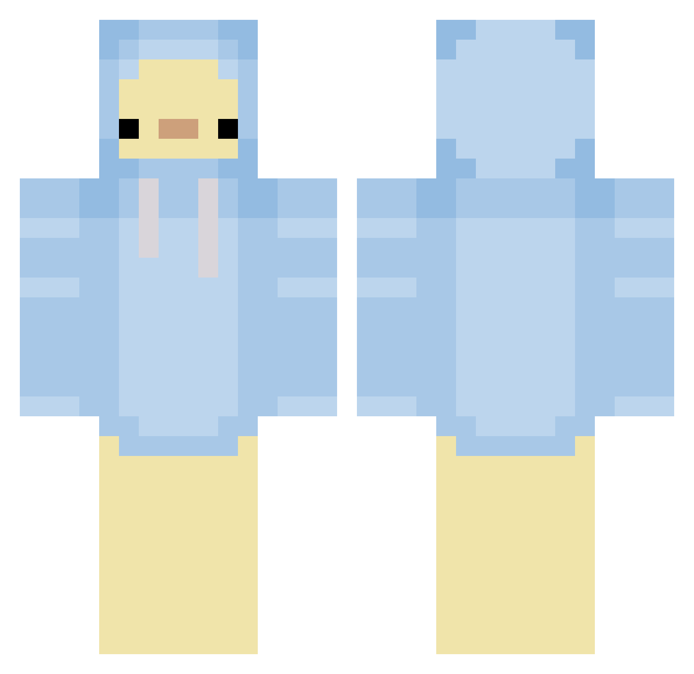 Mendwarf Minecraft skin, front and back view