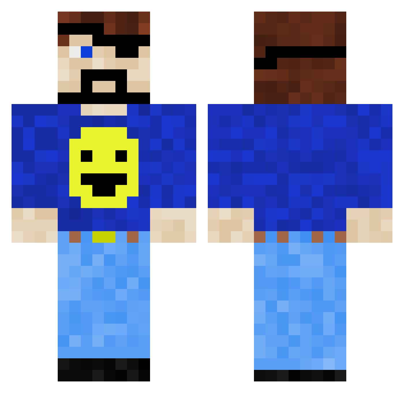 Rab_ned Minecraft skin, front and back view