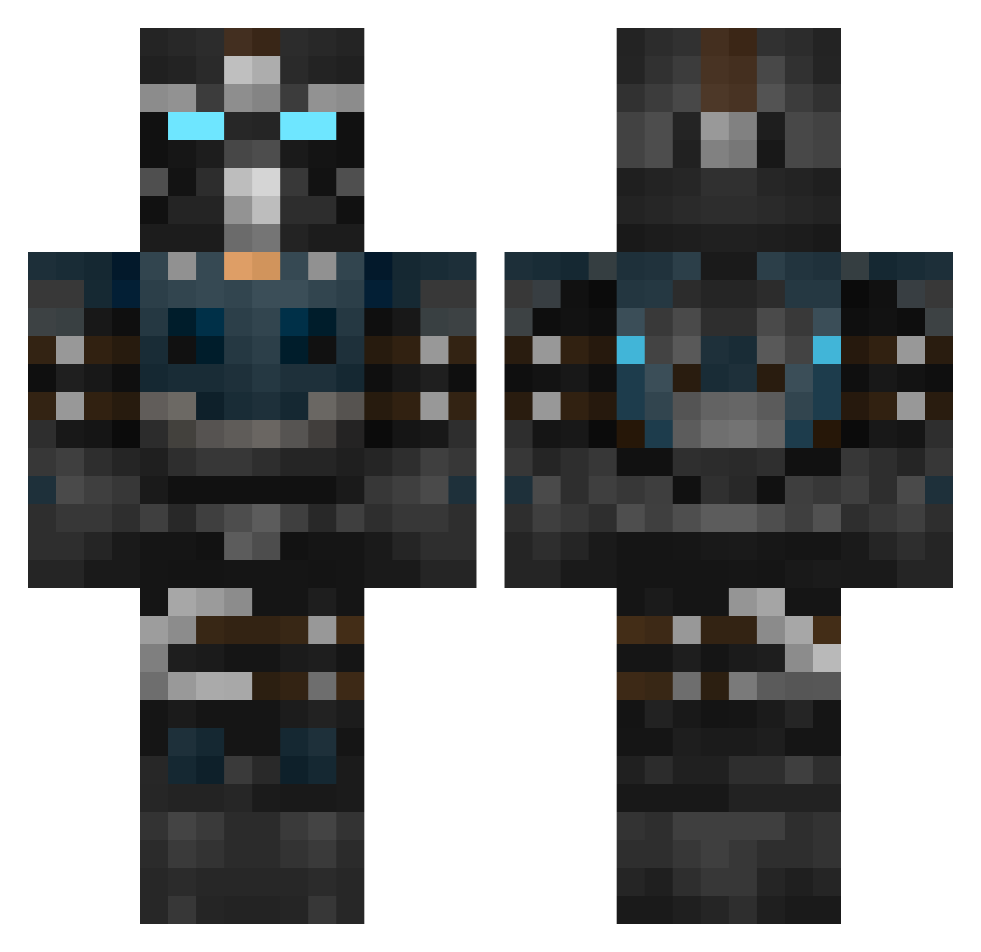 Voxino Minecraft skin, front and back view