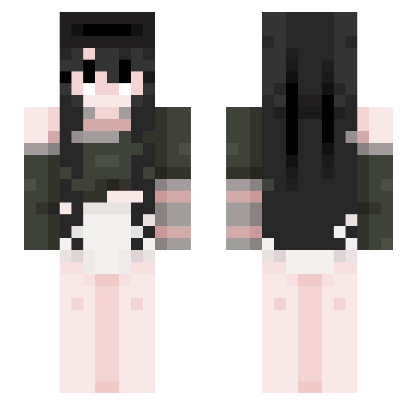 Reimukan Minecraft skin, front and back view