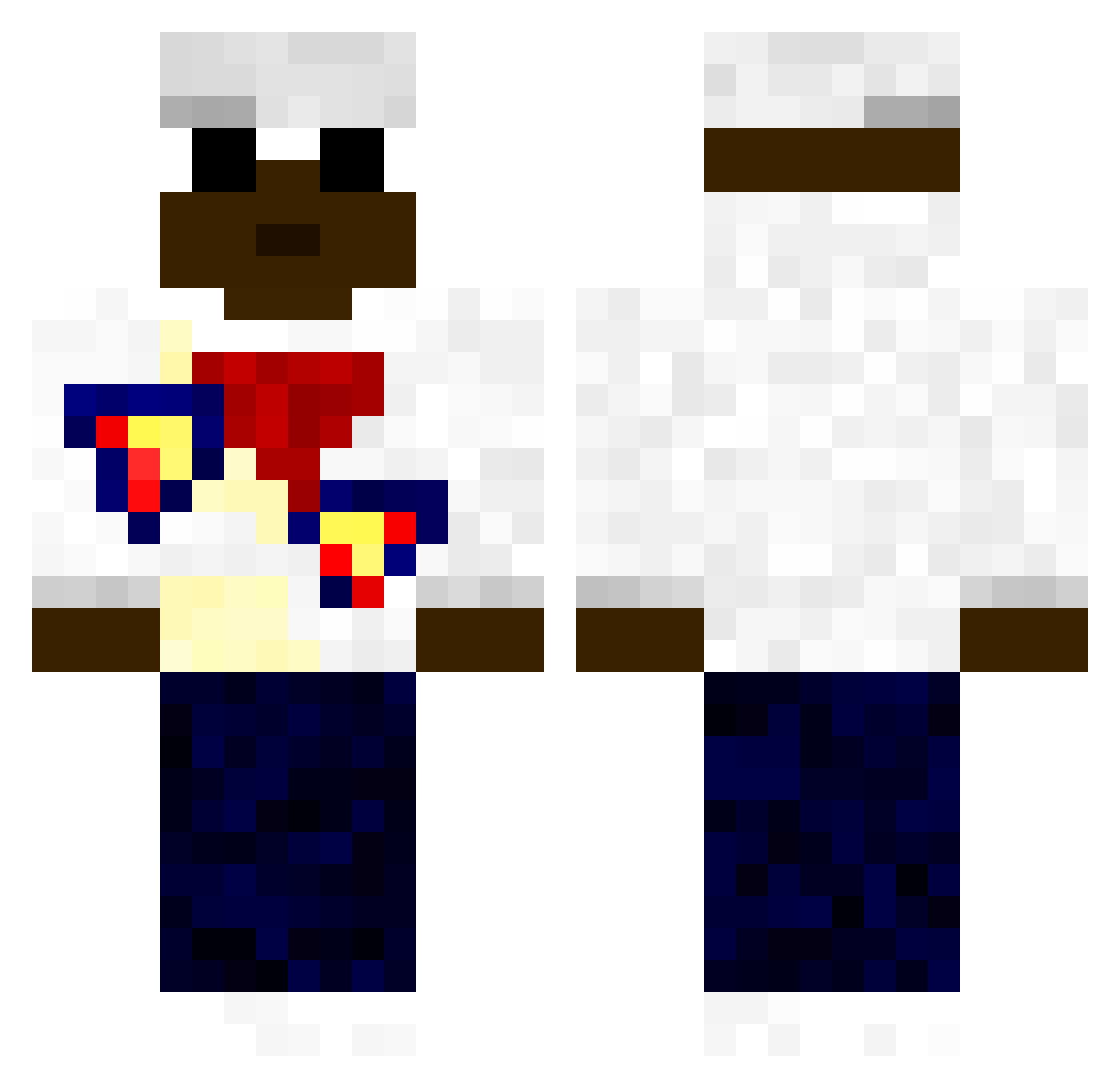 sbsvarmeste Minecraft skin, front and back view