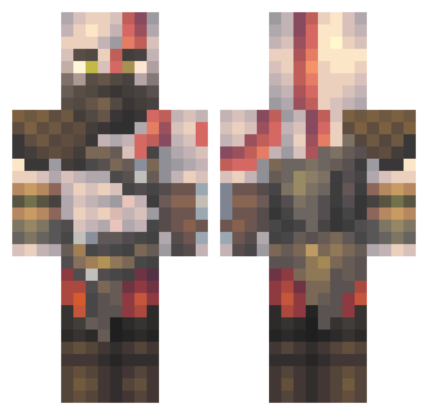 ThiccMannequin Minecraft skin, front and back view