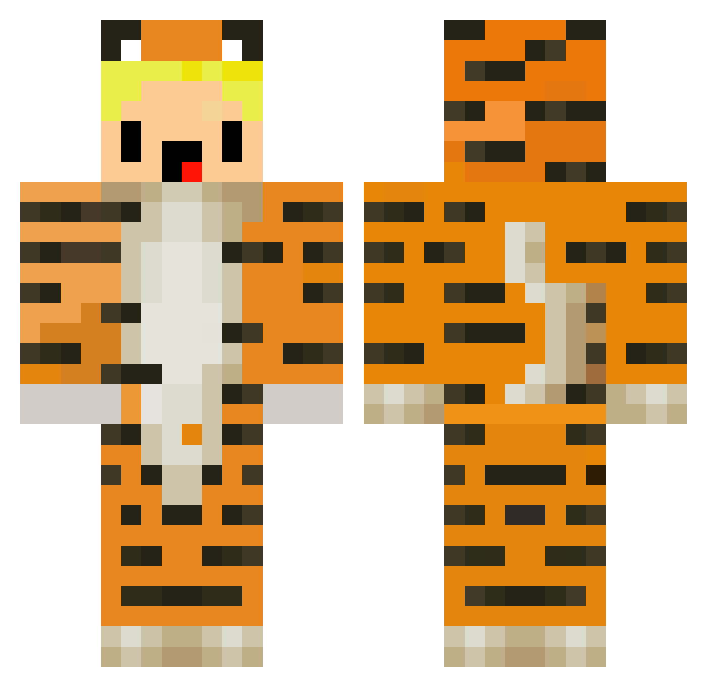 tigercat2304 Minecraft skin, front and back view