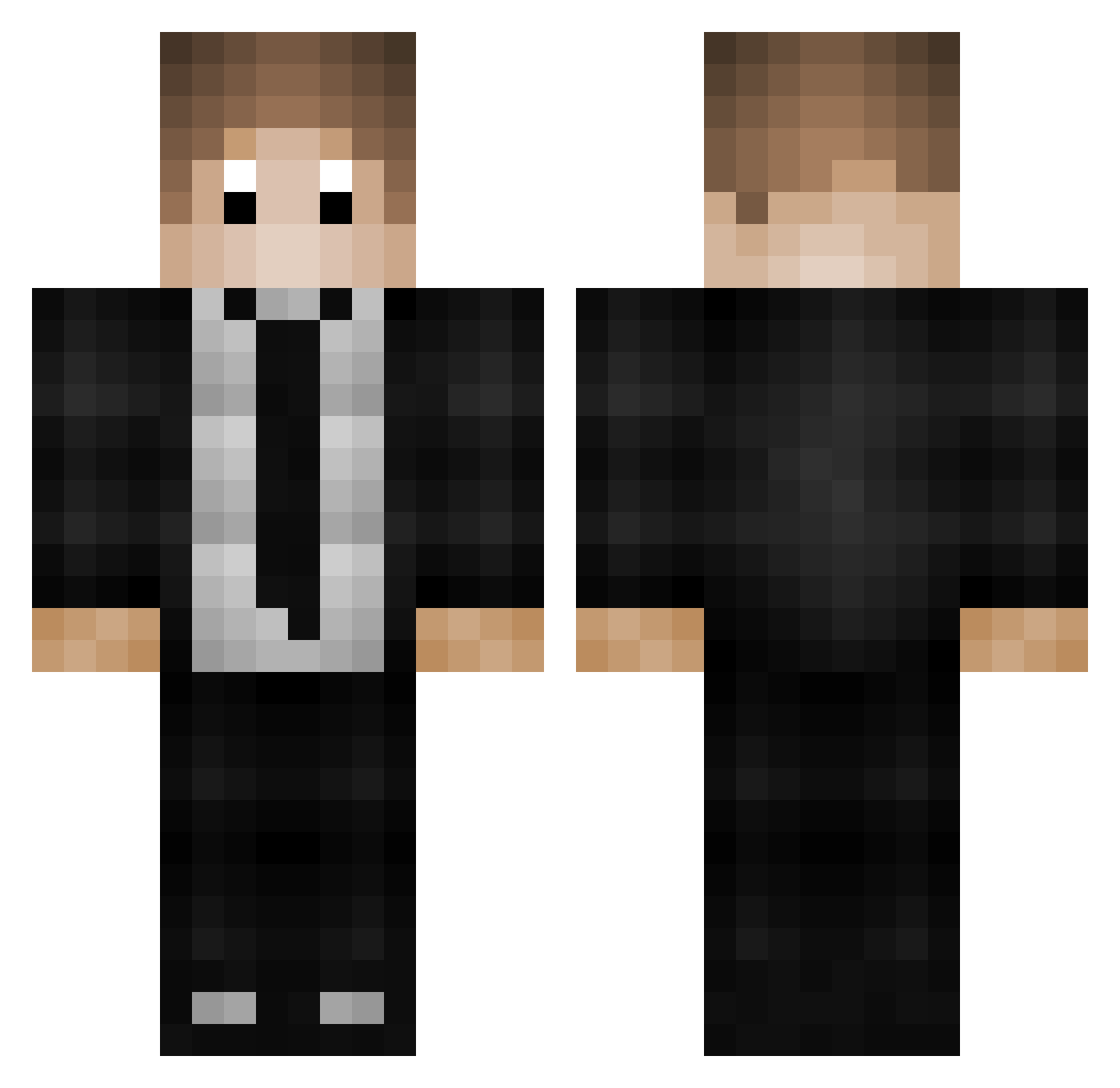 Undrafted Minecraft skin, front and back view