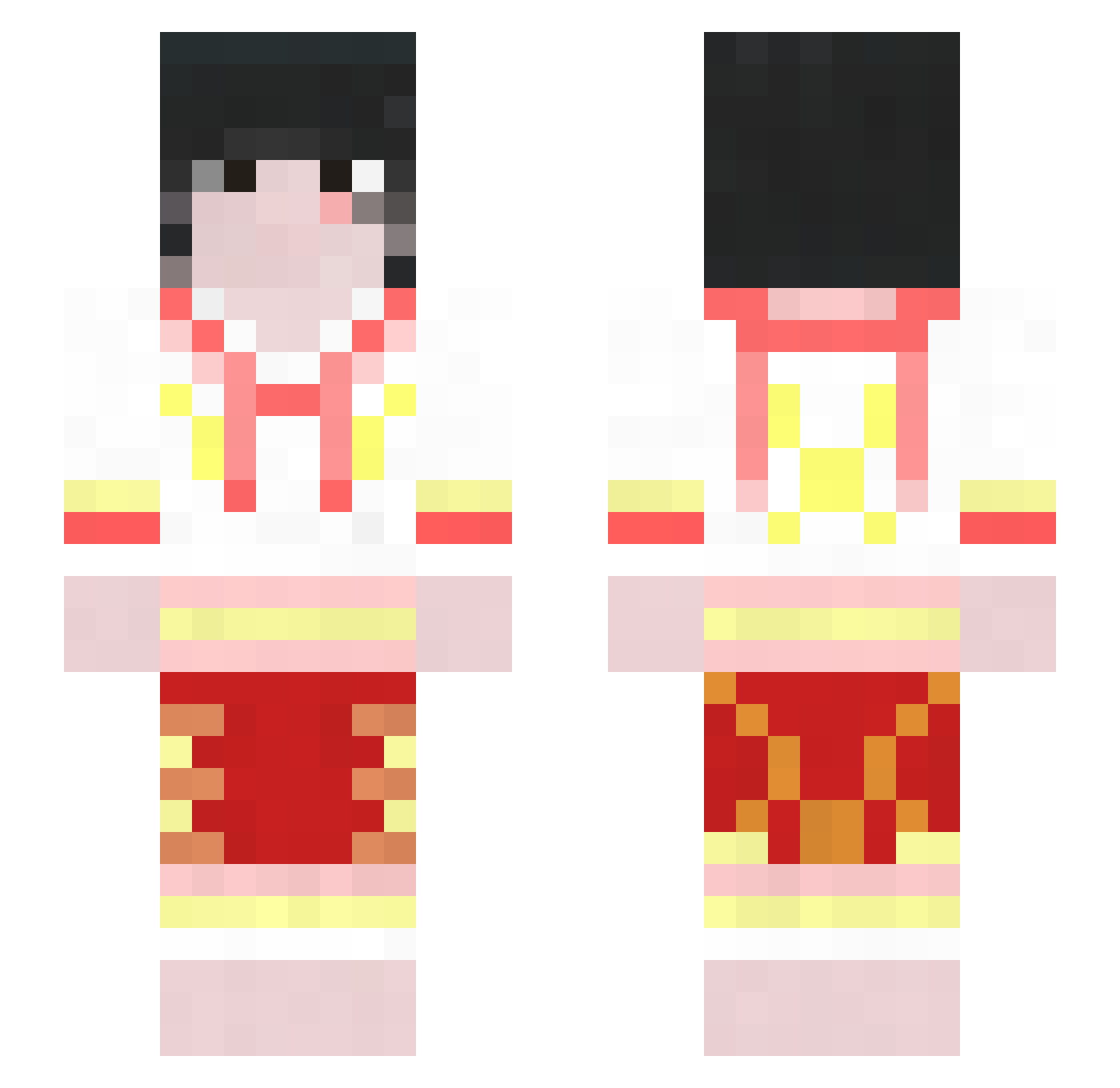 YDXCL Minecraft skin, front and back view