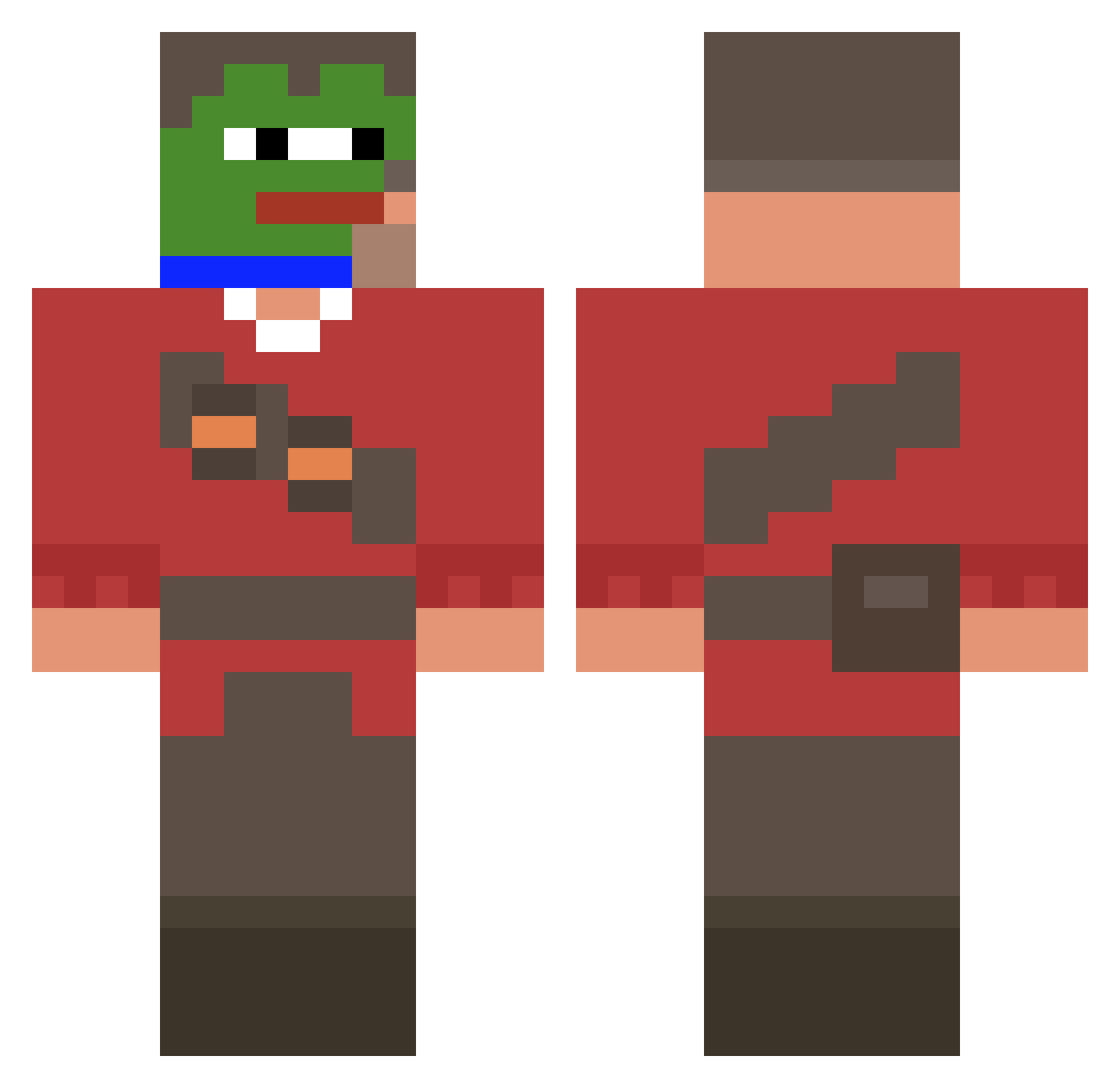 poopak Minecraft skin, front and back view