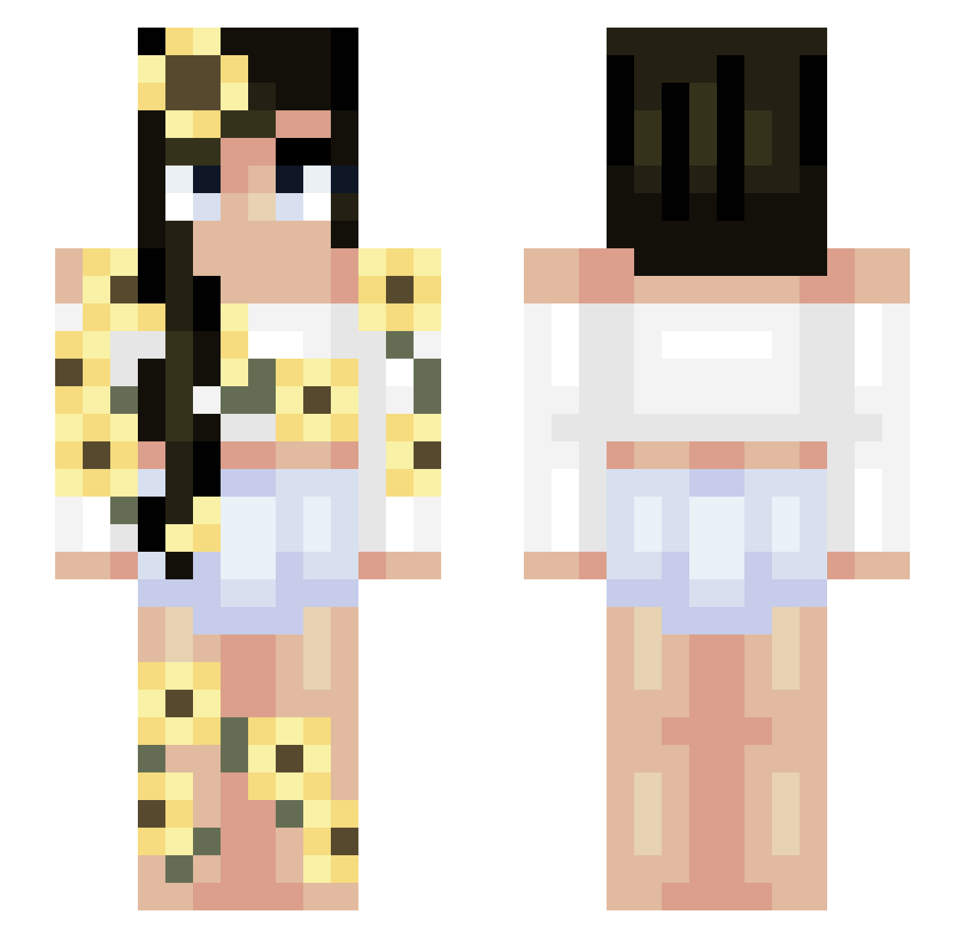 Spurtles Minecraft skin, front and back view