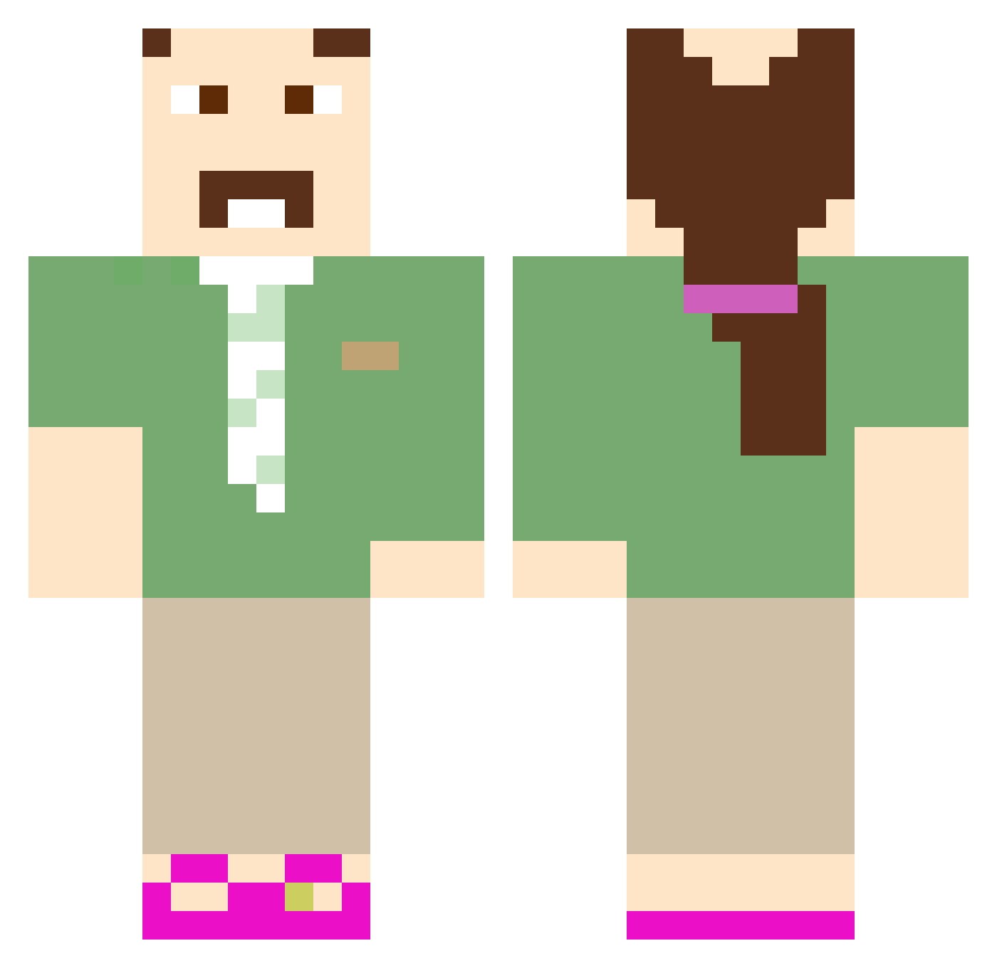 homobartje Minecraft skin, front and back view