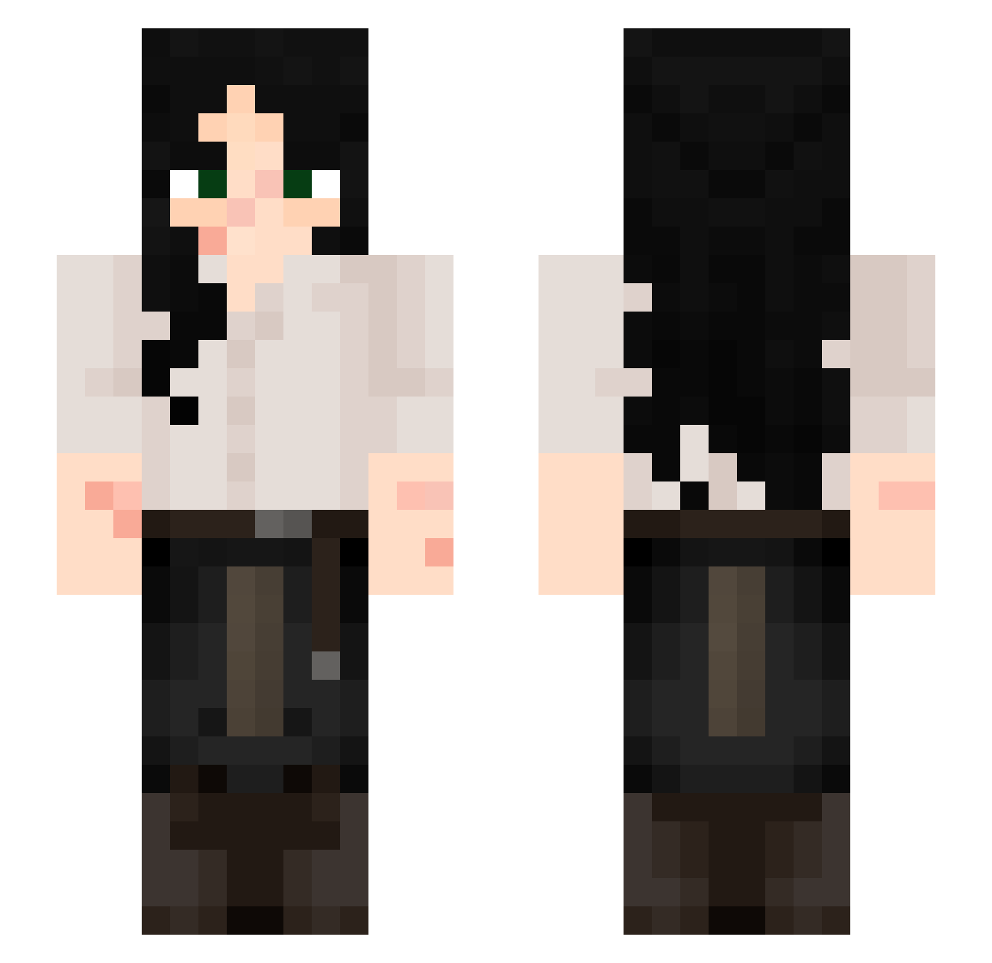IopBrain Minecraft skin, front and back view
