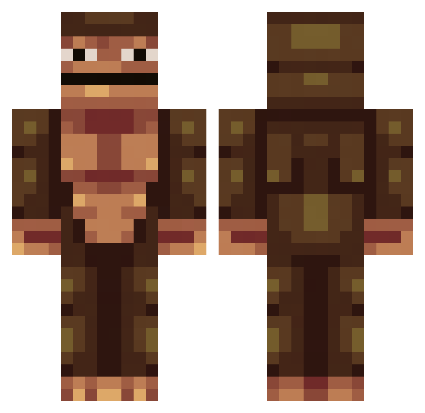 MonkeyDishwasher Minecraft skin, front and back view
