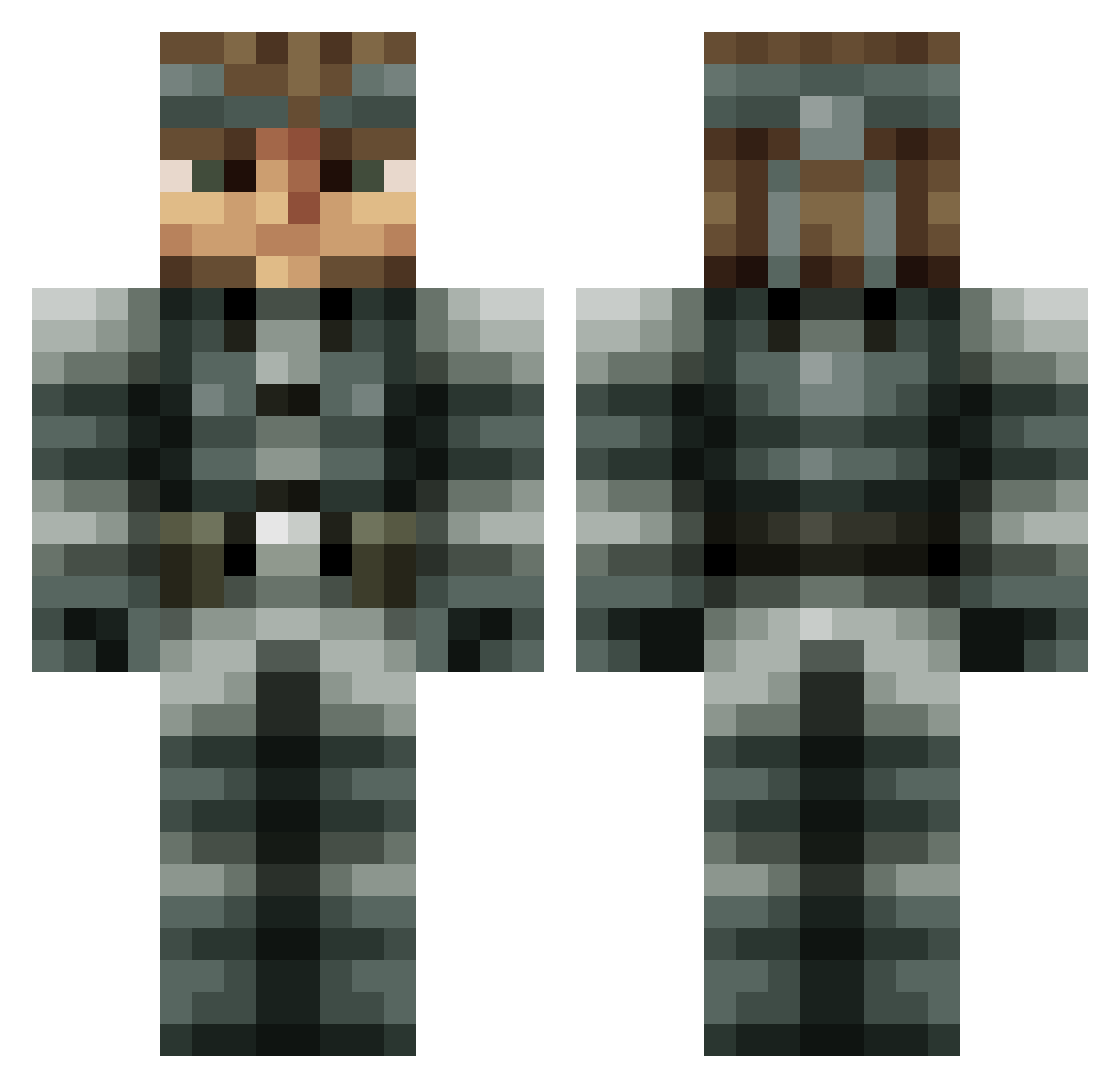 Clearing Minecraft skin, front and back view