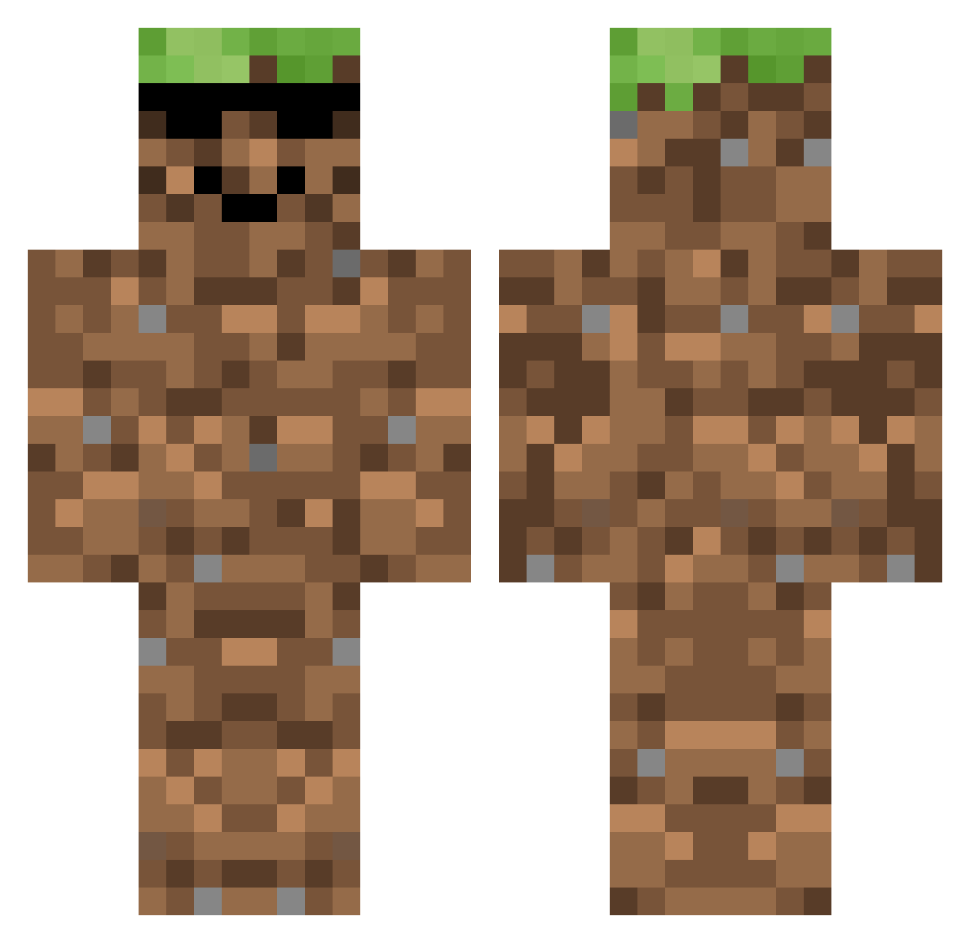 A3lack Minecraft skin, front and back view