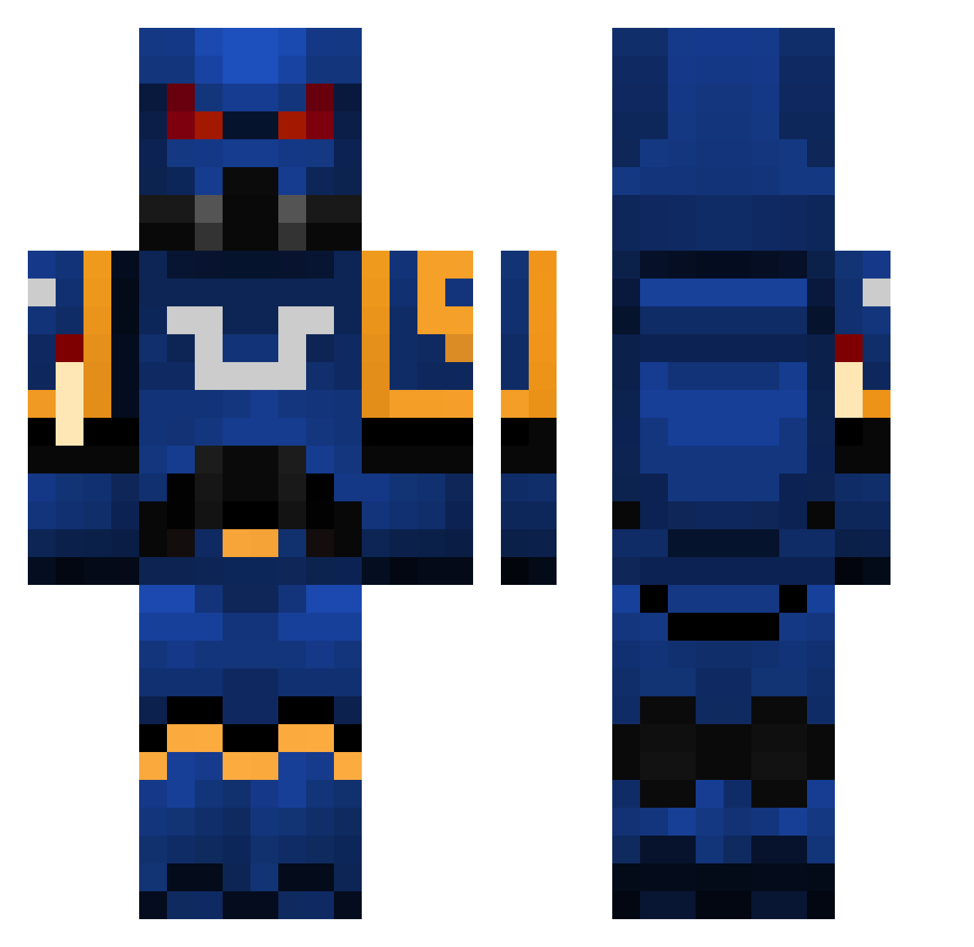 p0w3rs Minecraft skin, front and back view