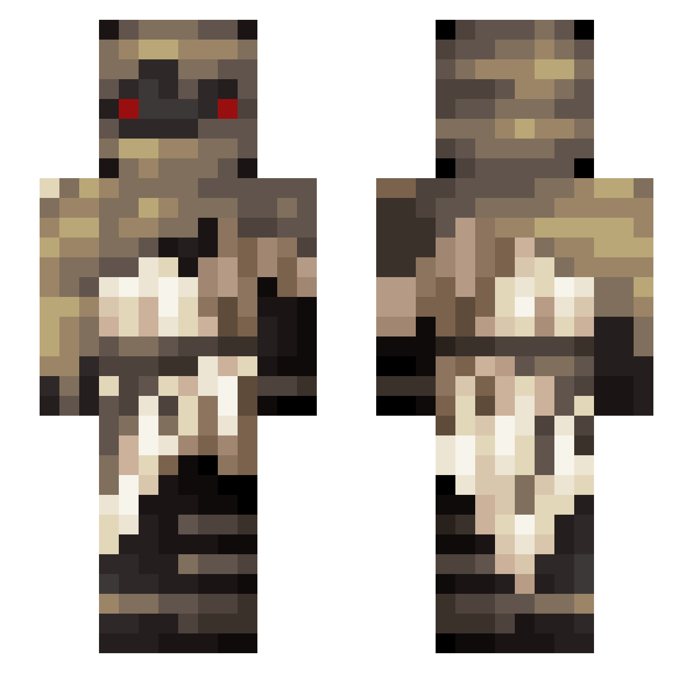 toga Minecraft skin, front and back view
