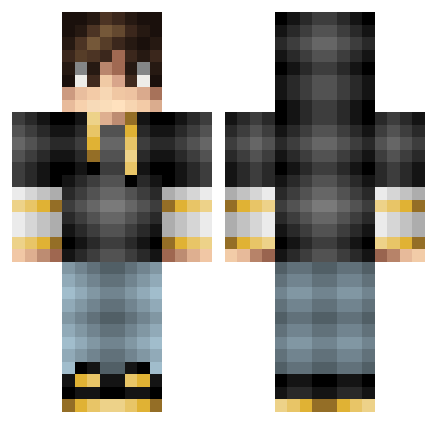 skillgames Minecraft skin, front and back view