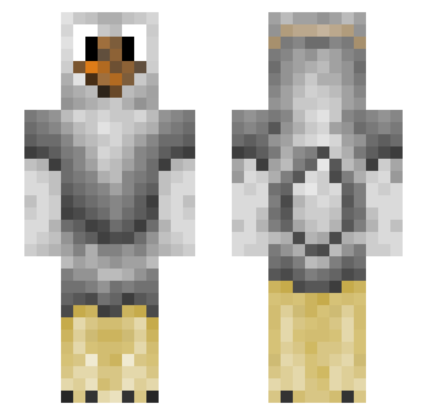 SpieleRex Minecraft skin, front and back view