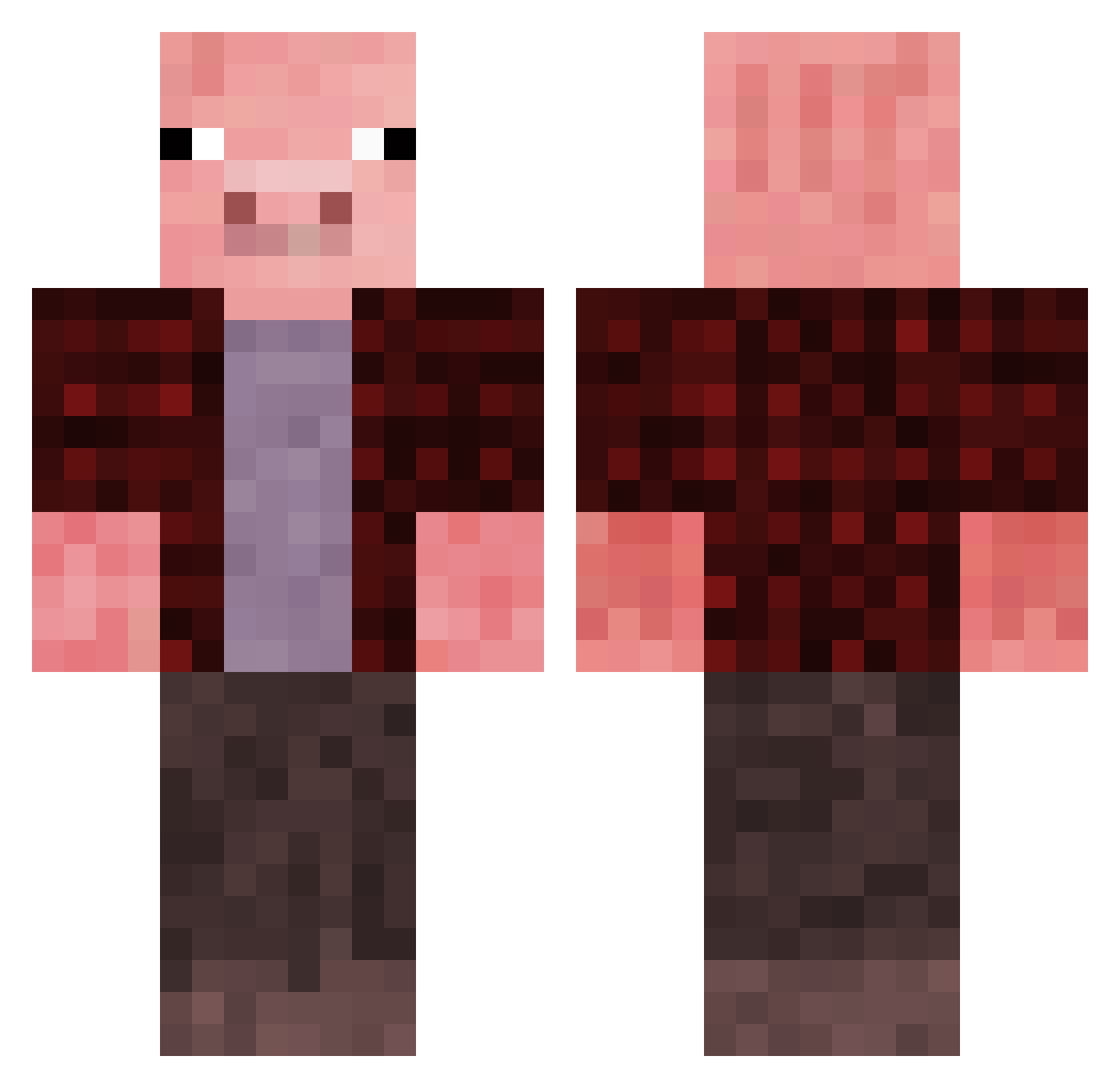 wadeinthewater Minecraft skin, front and back view