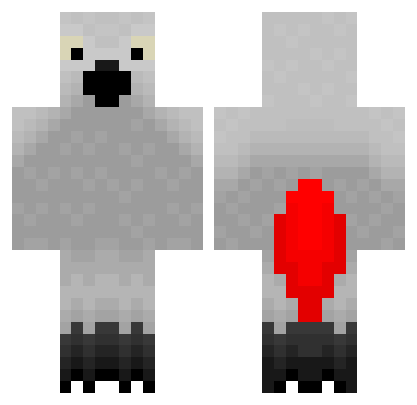 ZiggyTheParrot Minecraft skin, front and back view