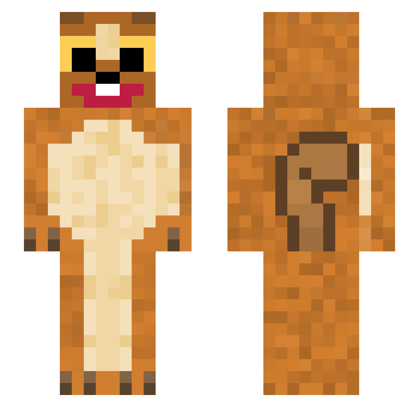 Jamlein Minecraft skin, front and back view