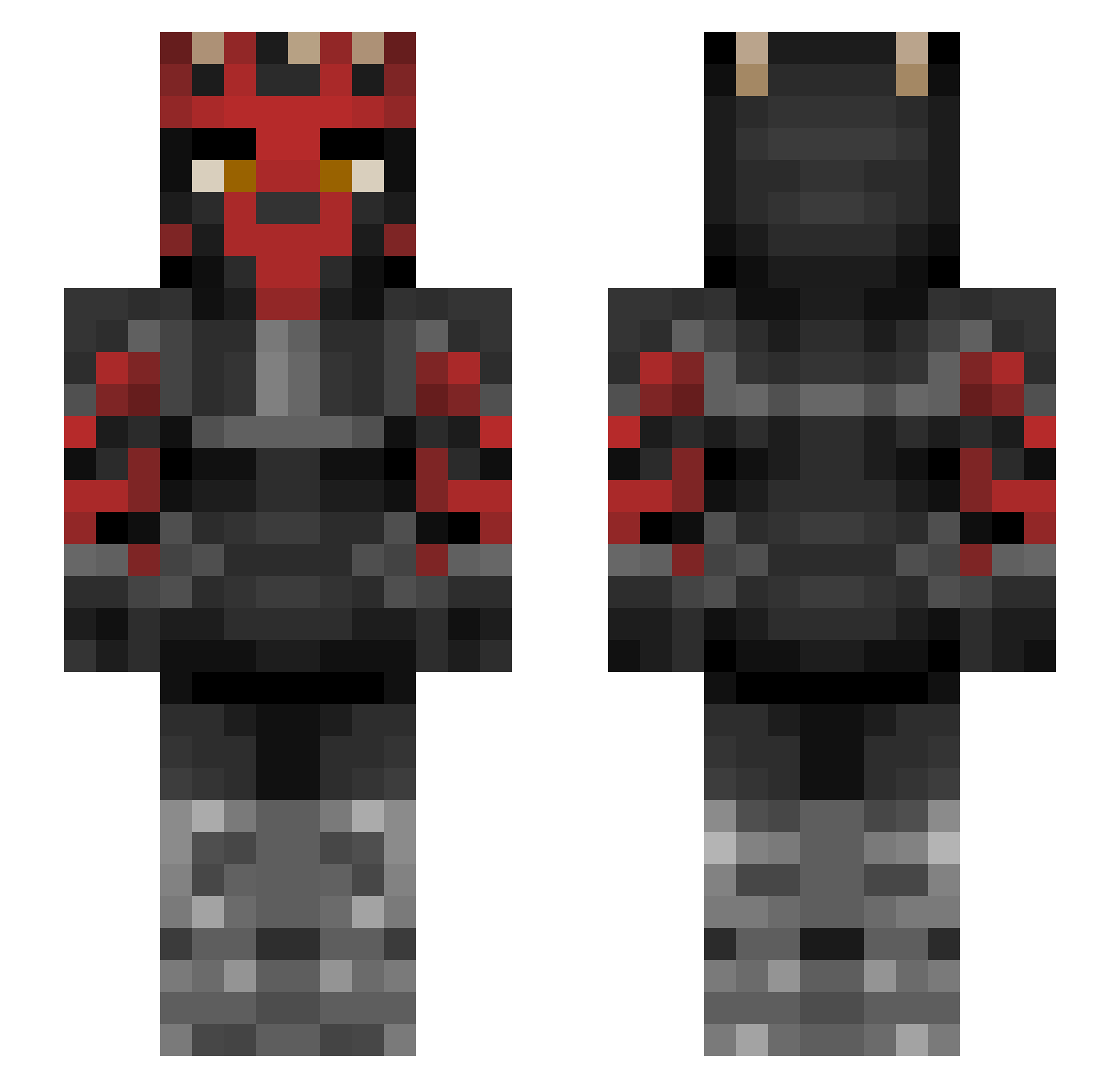 Paceful Minecraft skin, front and back view