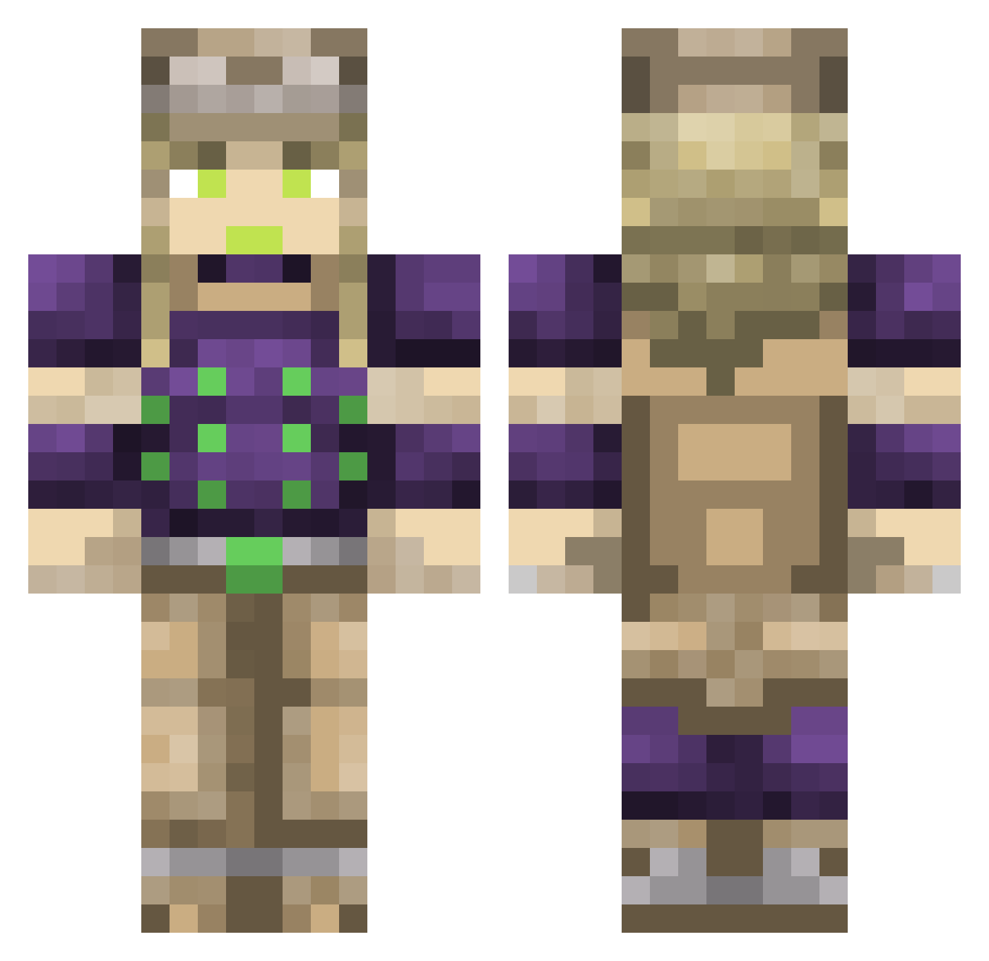 Poiyoo Minecraft skin, front and back view