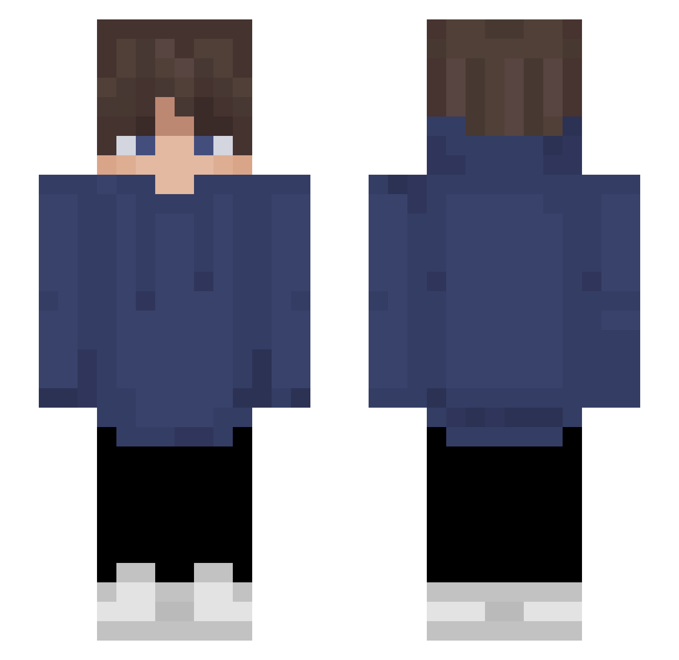 scampering Minecraft skin, front and back view