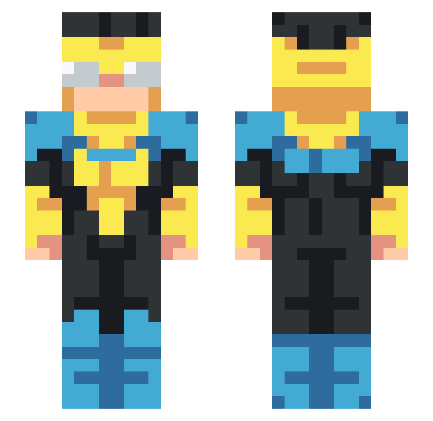 RandomDimensions Minecraft skin, front and back view