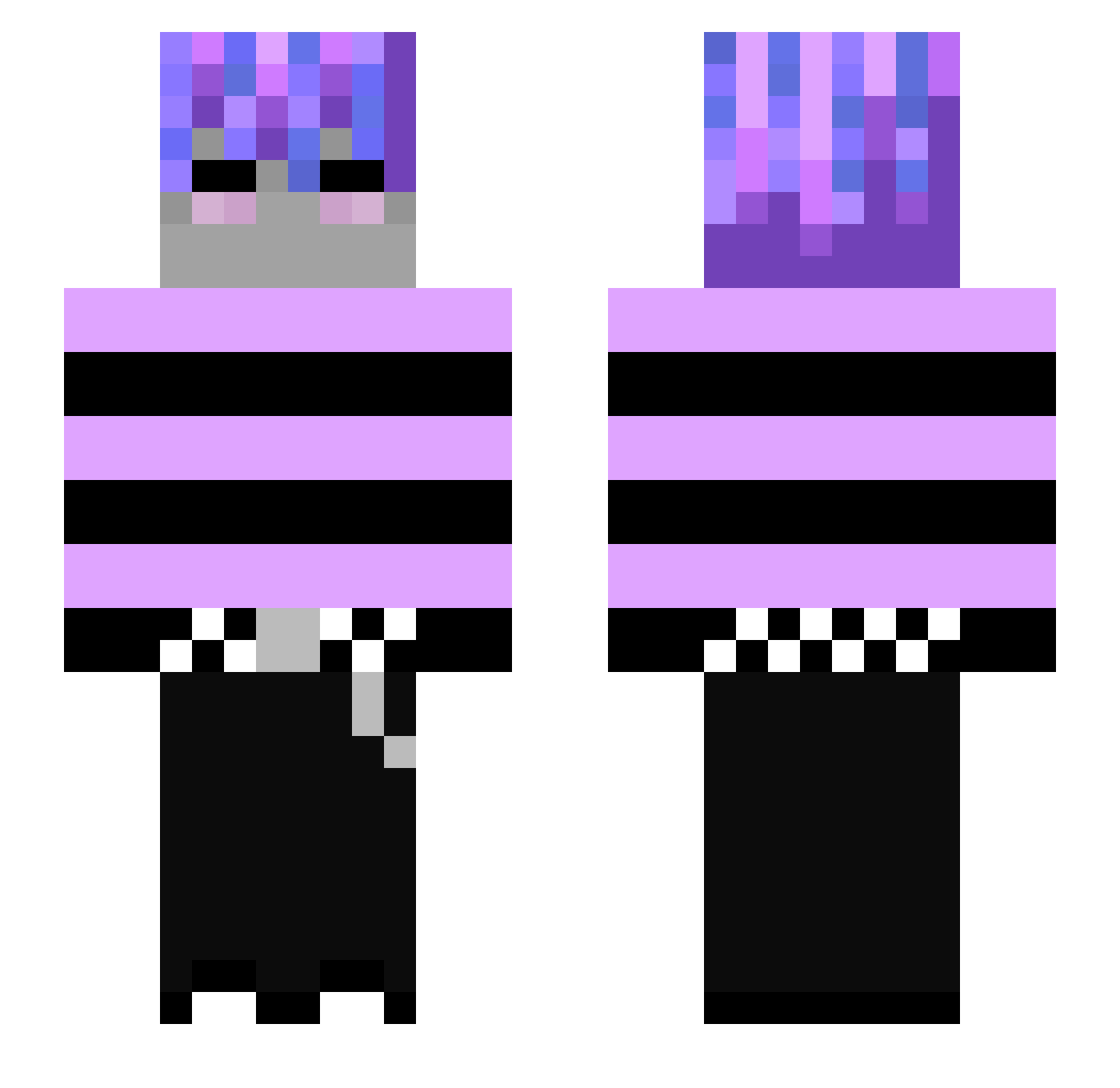 zenoPVP Minecraft skin, front and back view