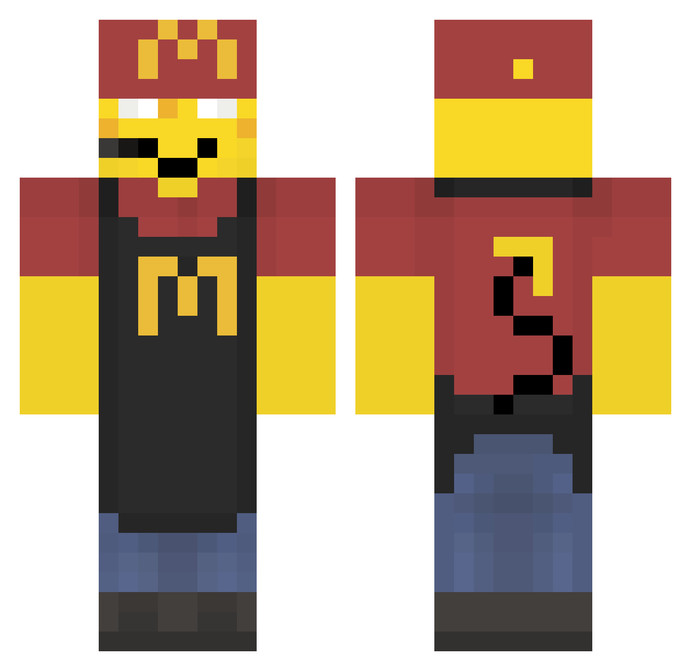 NickelNightmare Minecraft skin, front and back view