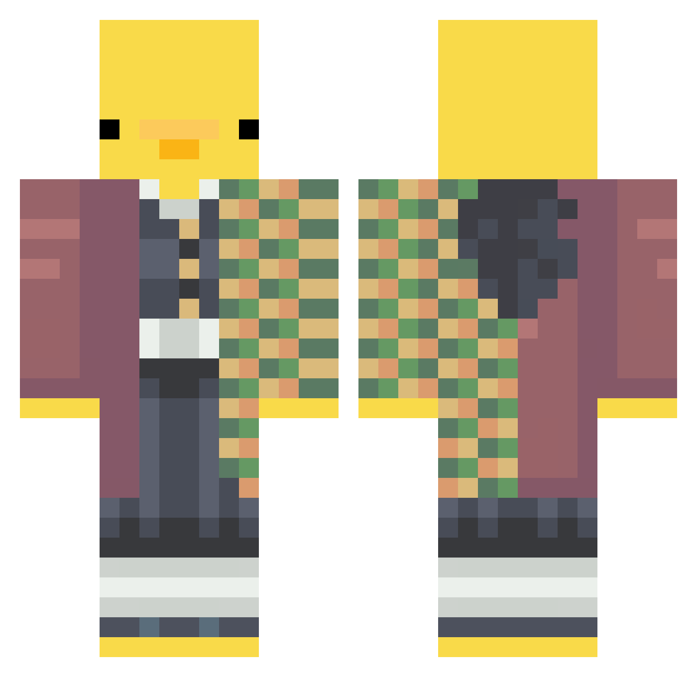 Badwiki Minecraft skin, front and back view