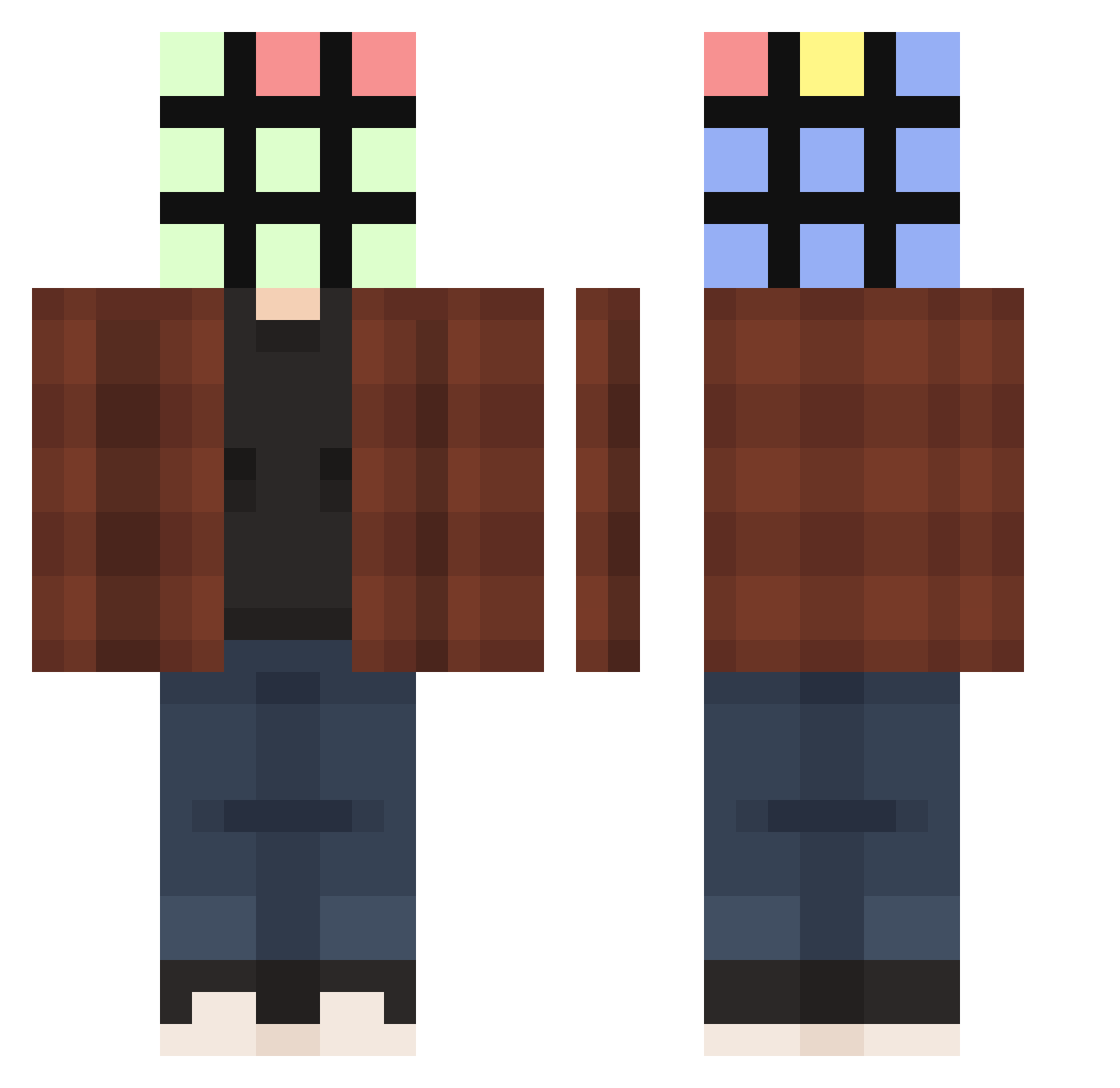rubikube Minecraft skin, front and back view
