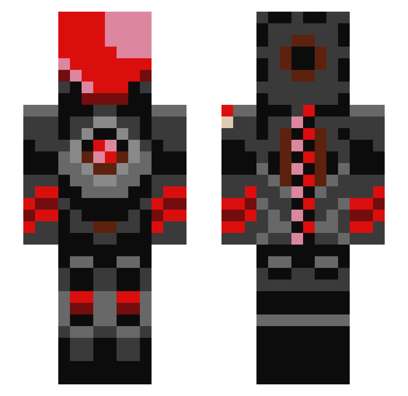 Rumd3x Minecraft skin, front and back view