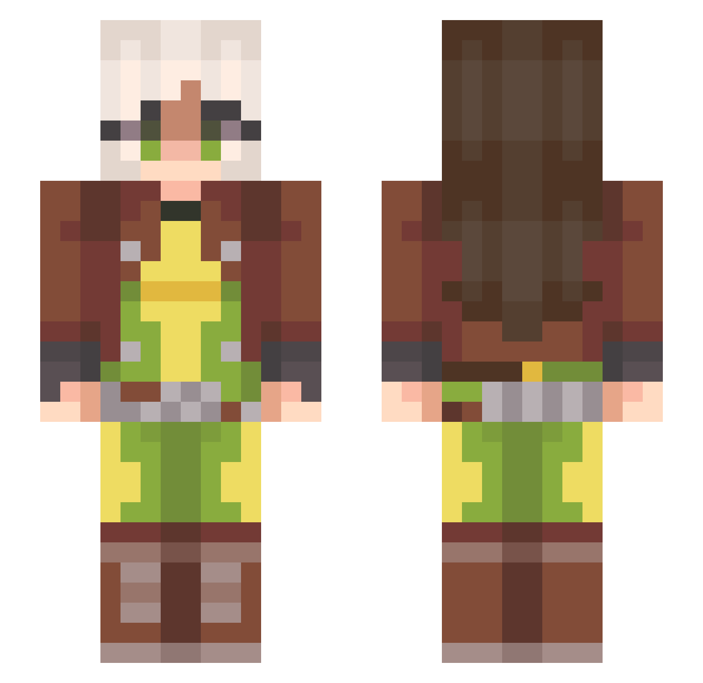 IcklyCreatur Minecraft skin, front and back view