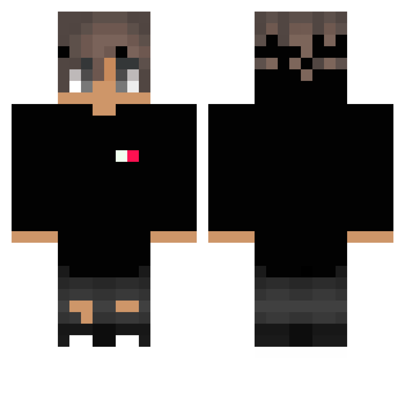 Yagufrix Minecraft skin, front and back view