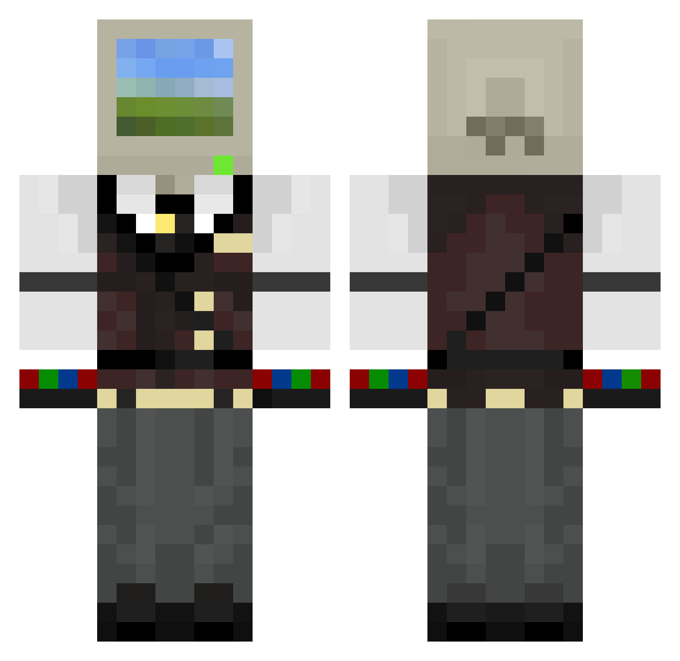Bscansett Minecraft skin, front and back view
