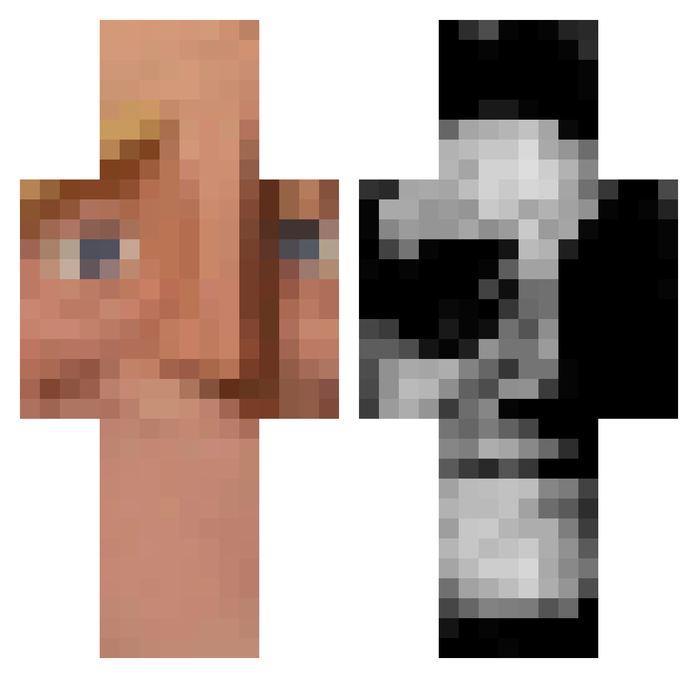 OmegaBathroom Minecraft skin, front and back view