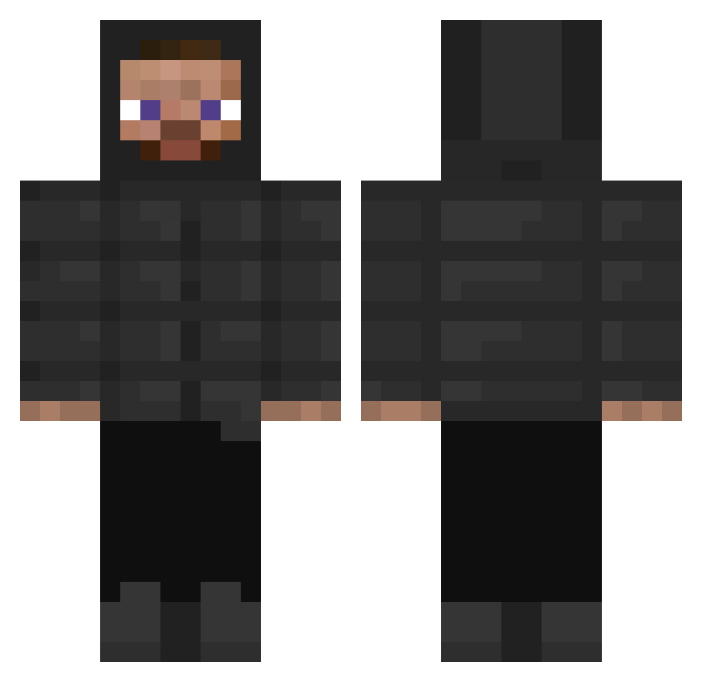 FoolishCivilian Minecraft skin, front and back view