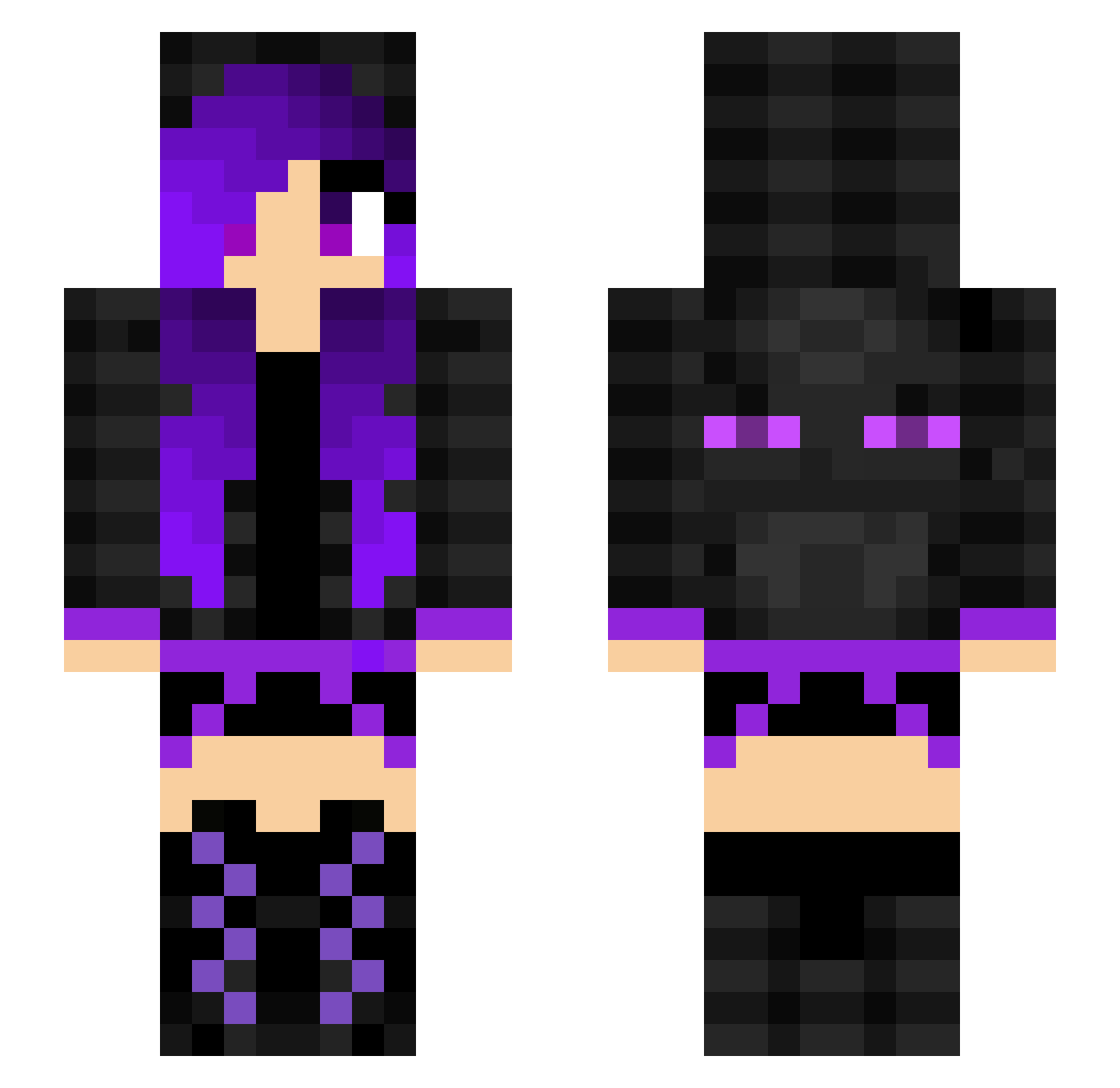 XyiaBasteen Minecraft skin, front and back view