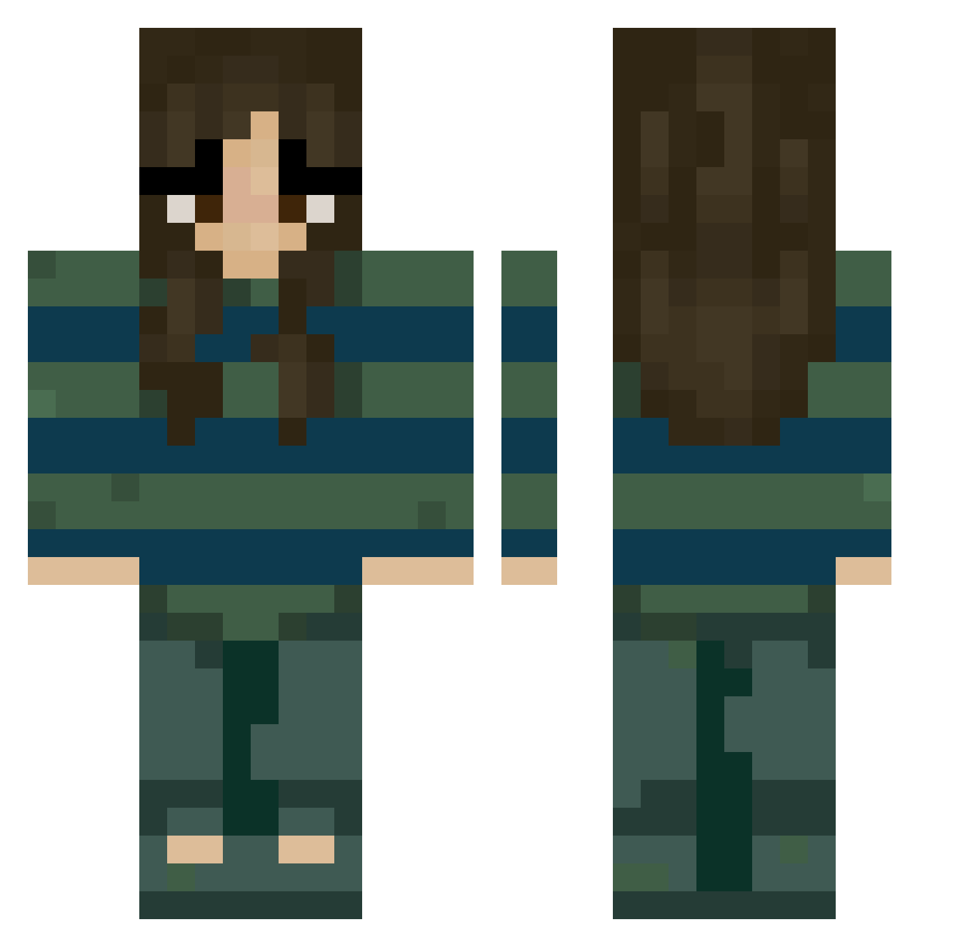Professionalized Minecraft skin, front and back view