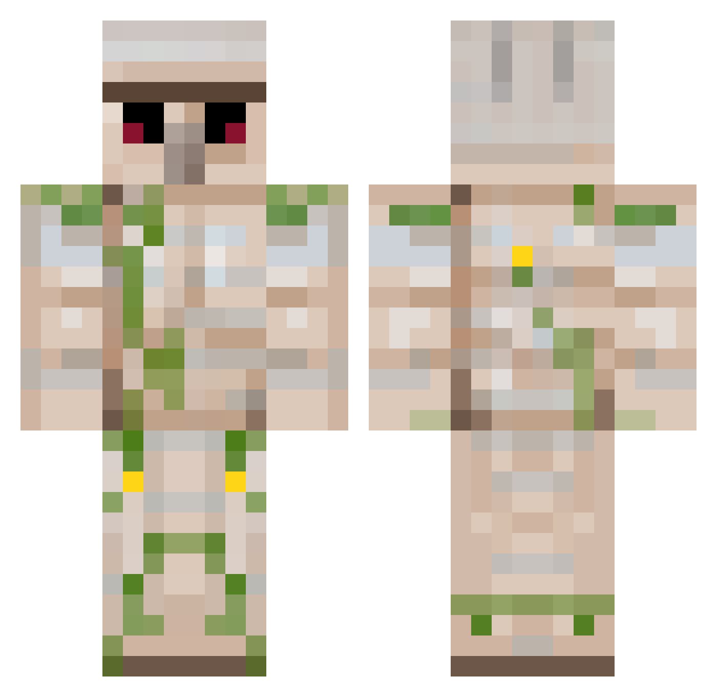 Quevi Minecraft skin, front and back view