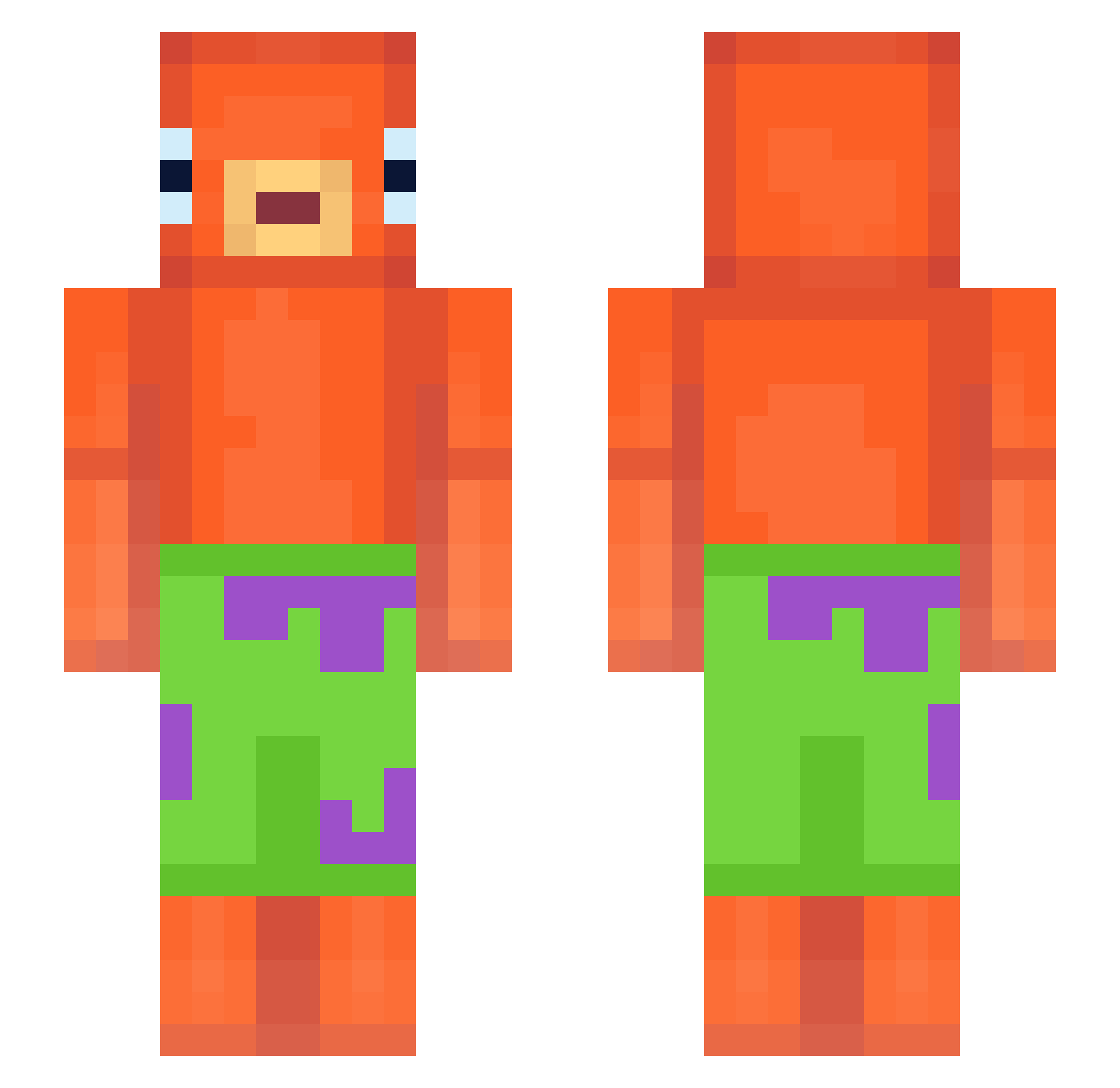 Greenplayz1924 Minecraft skin, front and back view