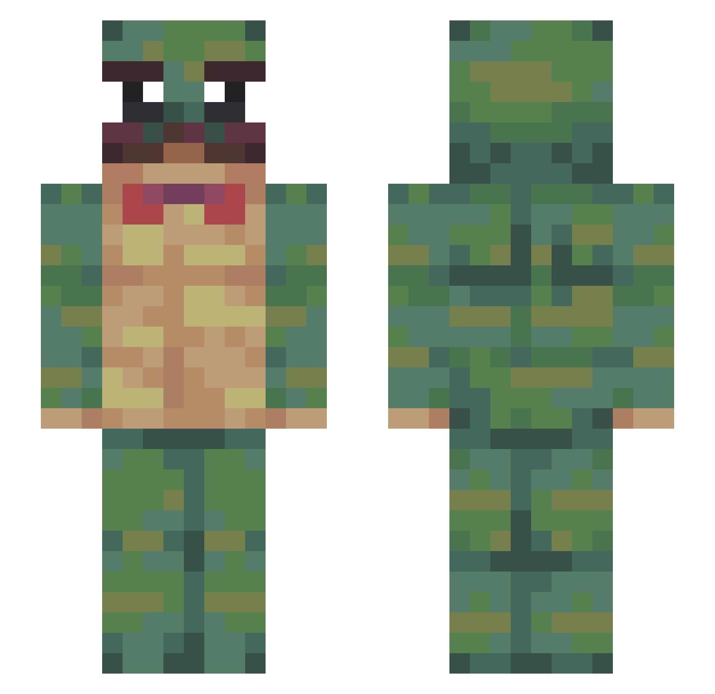 oxysn Minecraft skin, front and back view
