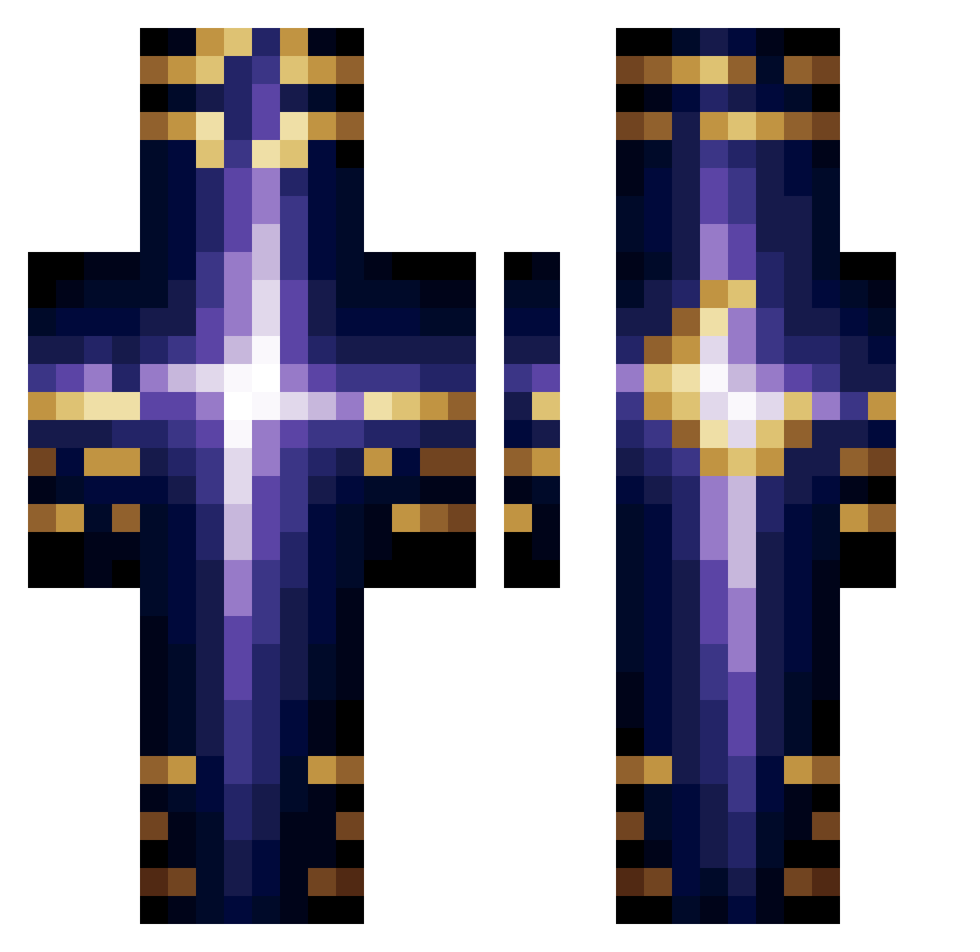 SumaExe Minecraft skin, front and back view