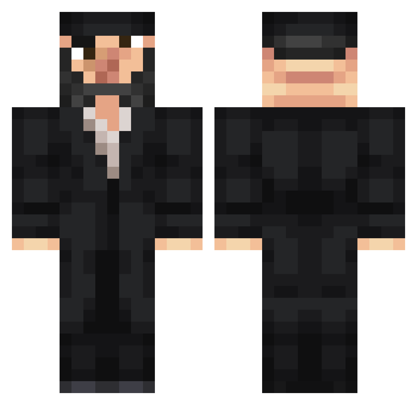 Simkin Minecraft skin, front and back view